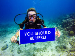 Scuba Diver with a message